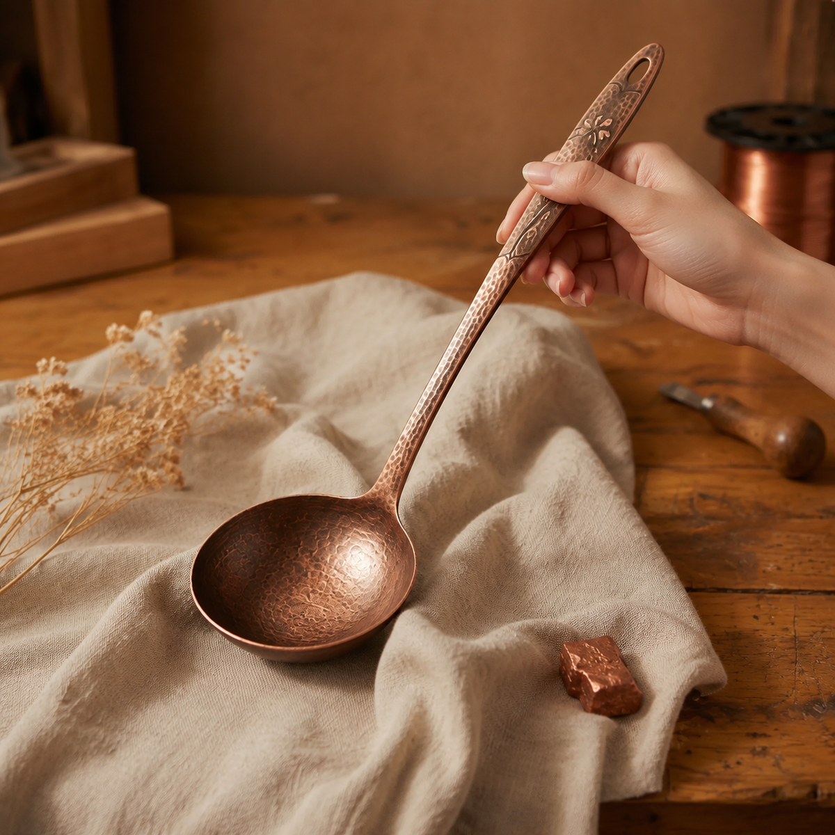 Nancy’s Engraved Pure Copper Ladle