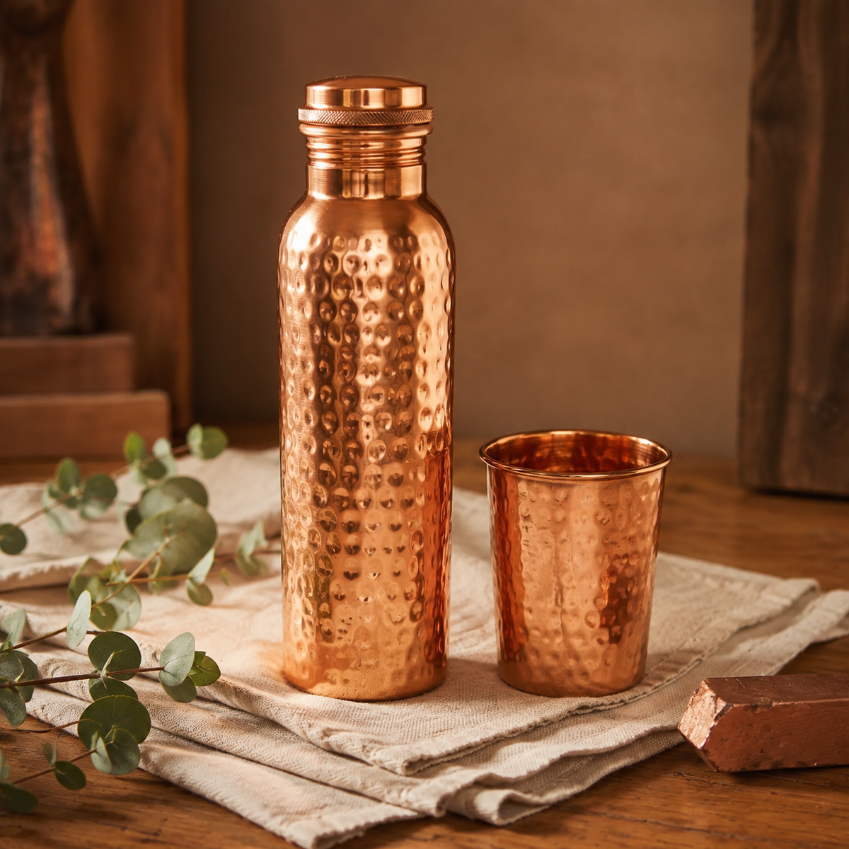 Nancy’s Hand-Hammered Pure Copper Bottle & Cup Set