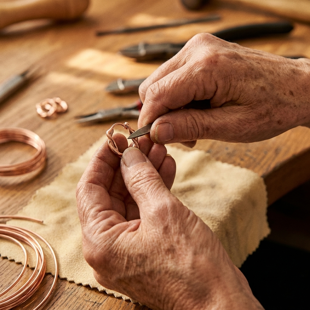 Nancy's Wren Copper Hoop Earrings