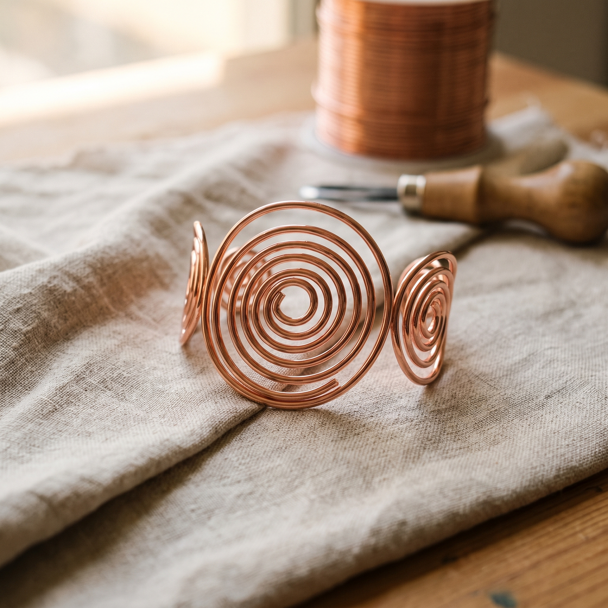 Nancy's Spiral Copper Bracelet