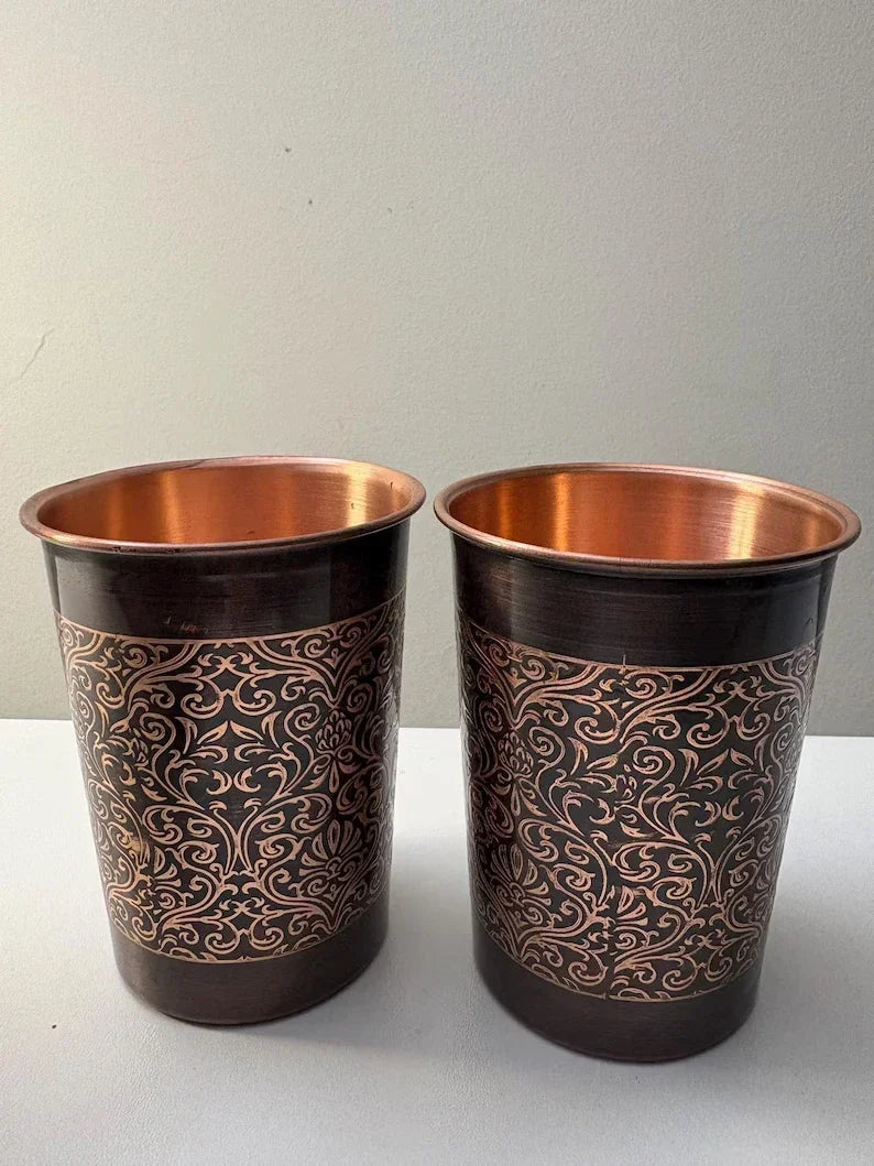 Nancy’s Floral Pure Copper Drinking Cups Set of 2
