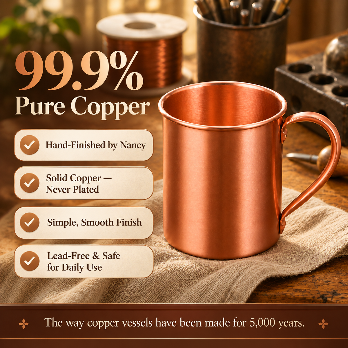 Nancy's Copper Plain Mug 400ml