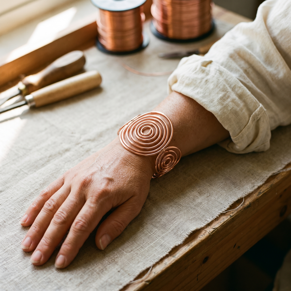 Nancy's Spiral Copper Bracelet
