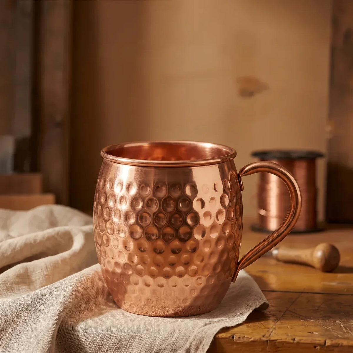 Nancy’s Hand-Hammered Pure Copper Mug with Lid