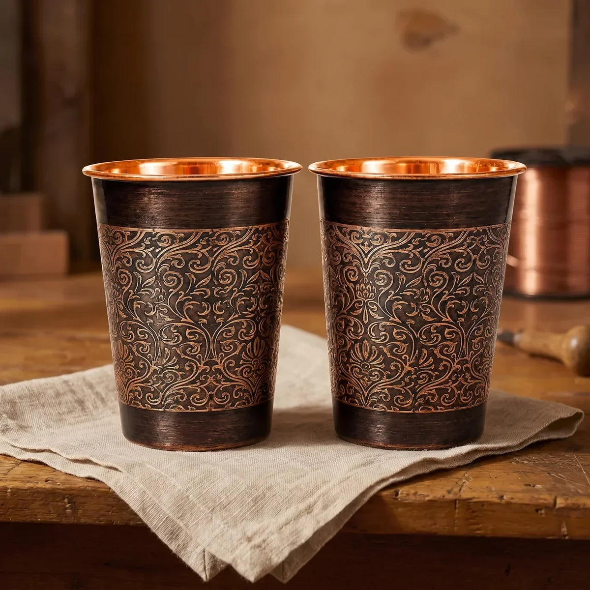 Nancy’s Floral Pure Copper Drinking Cups Set of 2