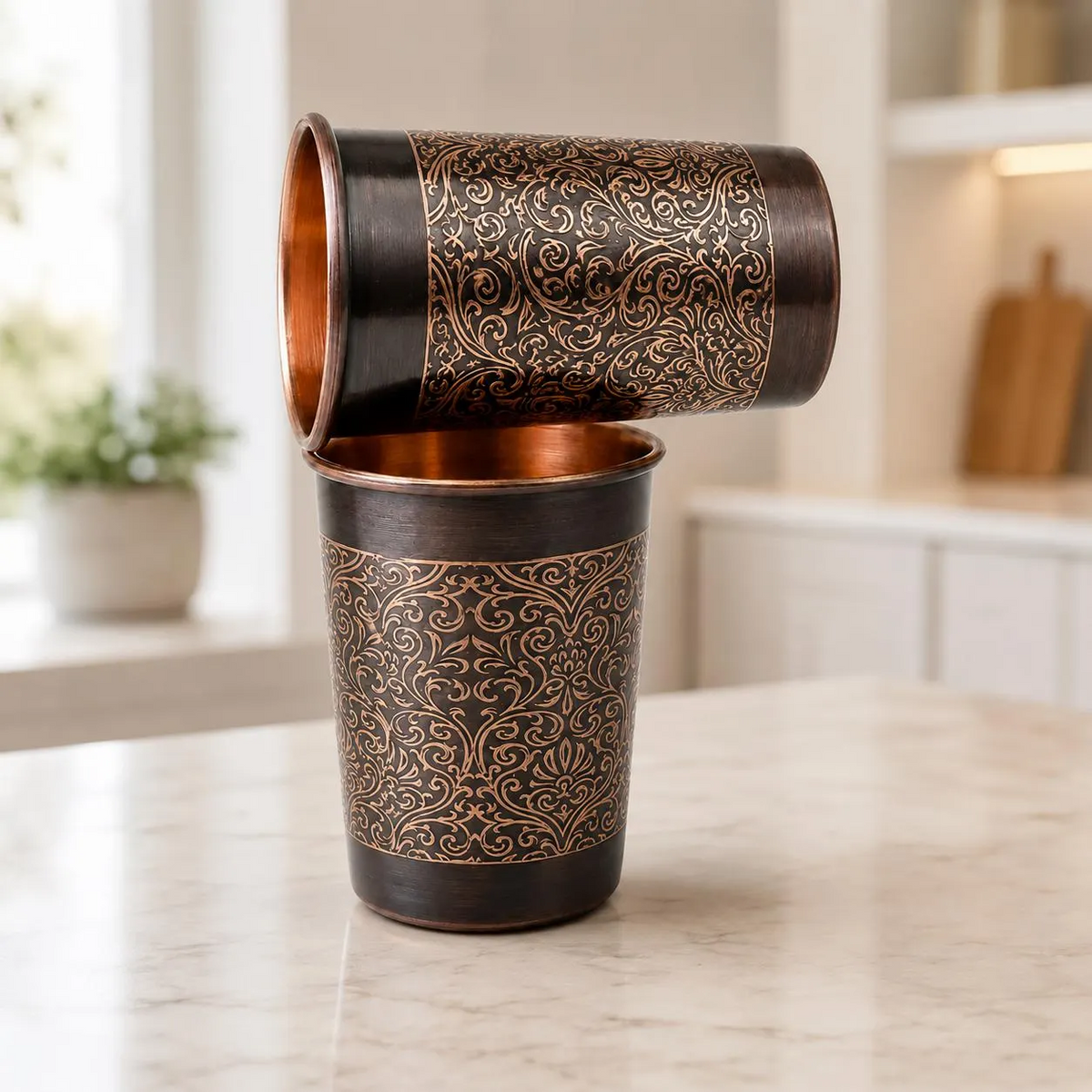 Nancy’s Floral Pure Copper Drinking Cups Set of 2